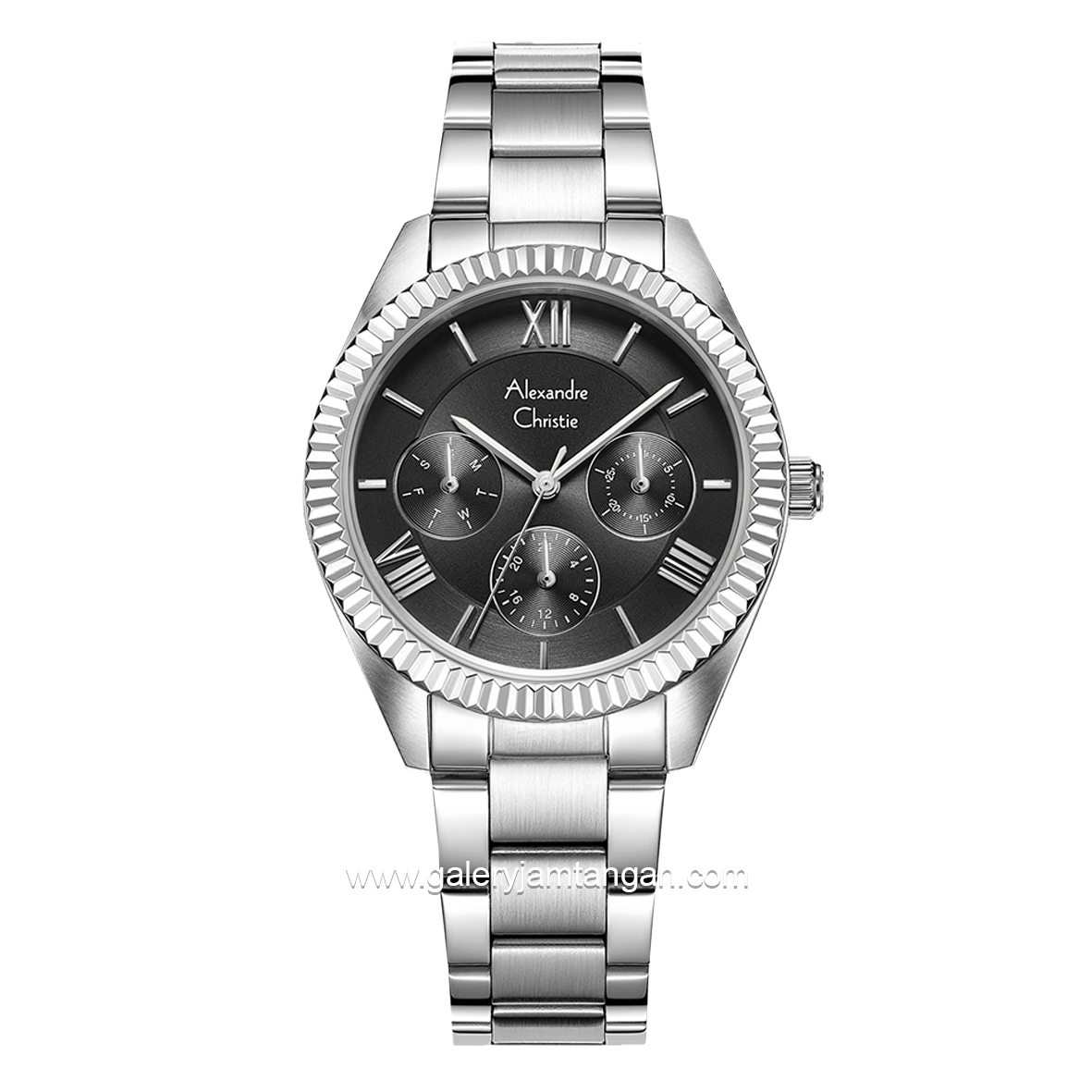 Alexandre Christie AC 2A44 BF Multifunction Silver Dial Black Stainless Steel