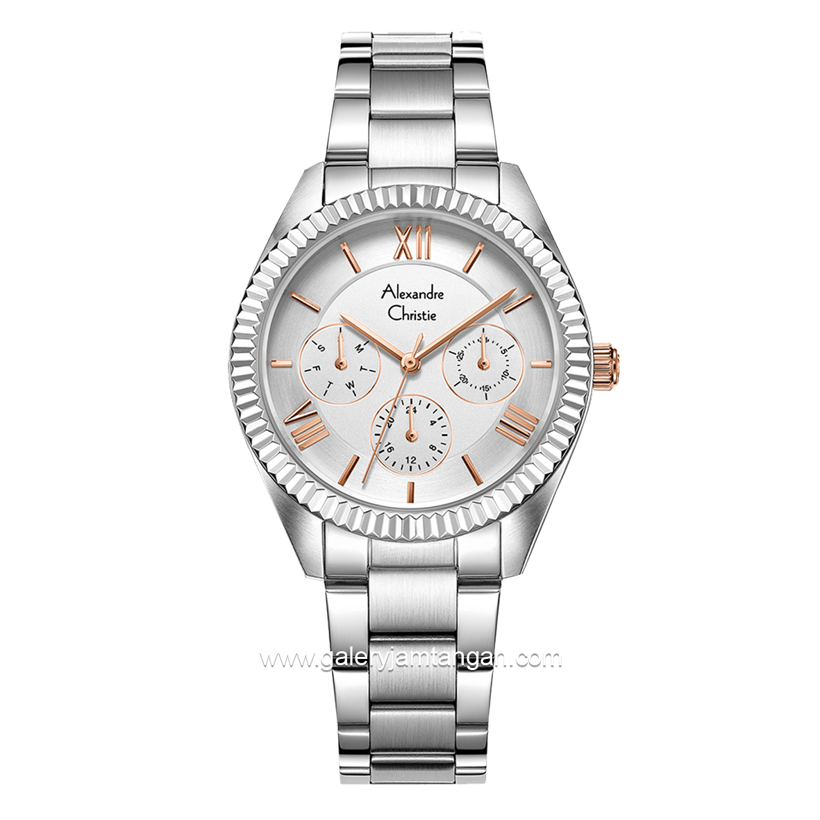 Alexandre Christie AC 2A44 BF Multifunction Silver Dial White Stainless Steel