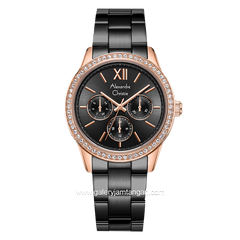 Alexandre Christie AC 2A46 BFBBRBA2 Black Rosegold Multifunction Stainless Steel Strap