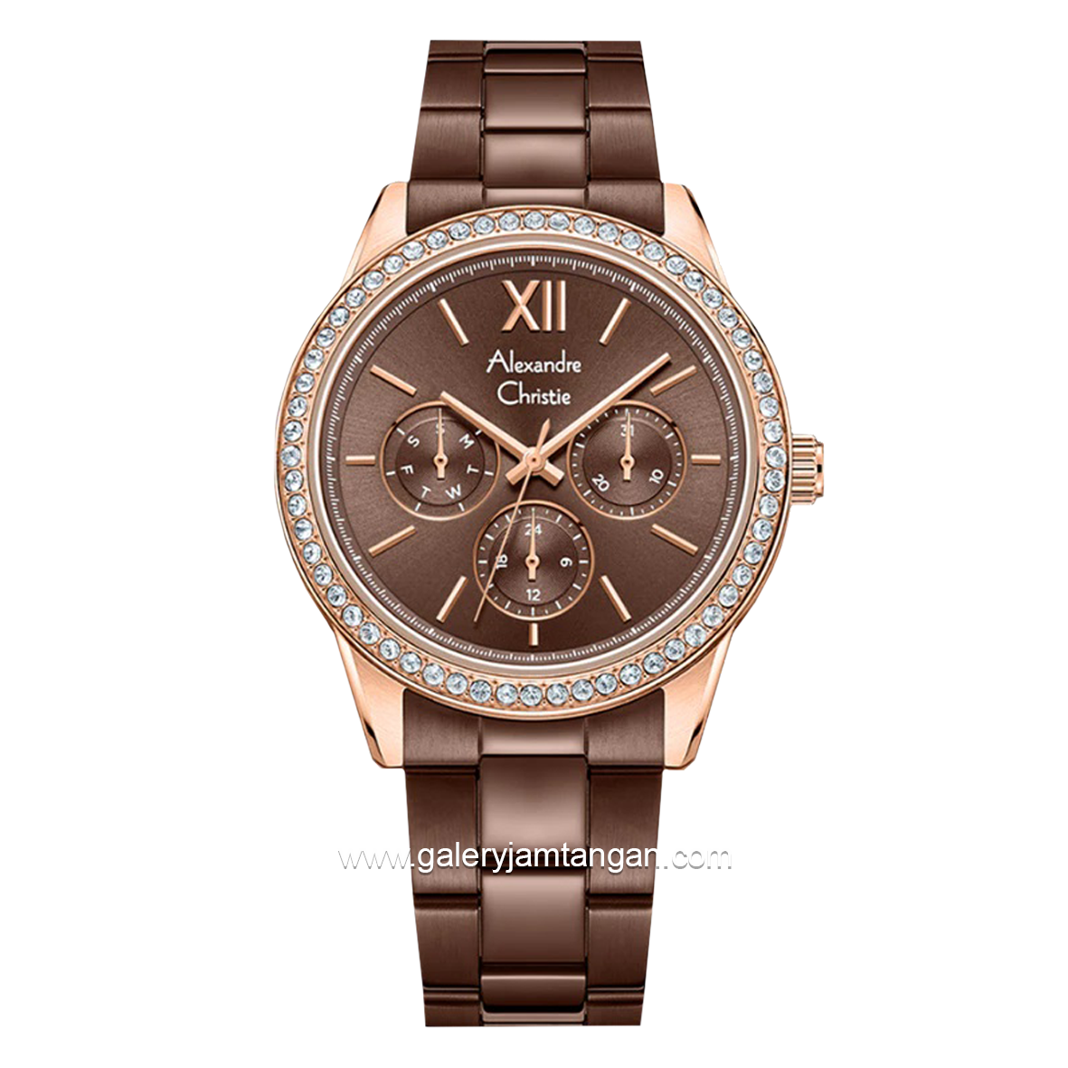 Alexandre Christie AC 2A46 BF Brown Rosegold Multifunction Stainless Steel Strap