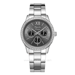 Alexandre Christie AC 2A46 BF Silver Dial Black Multifunction Stainless Steel Strap