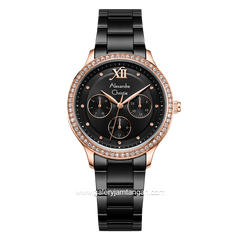 Alexandre Christie AC 2A48 BF Black Rosegold Multifunction Stainless Steel Strap