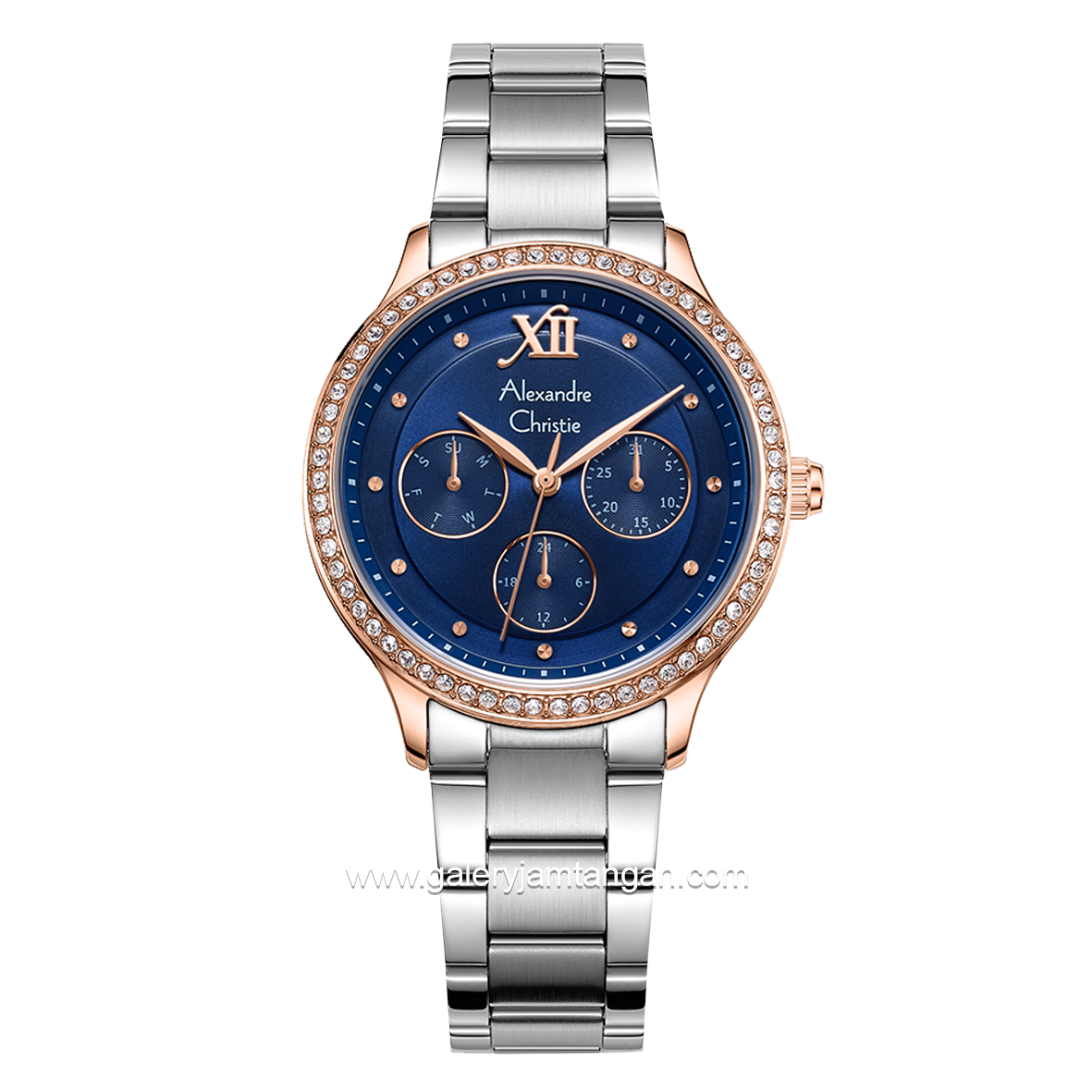 Alexandre Christie AC 2A48 BF Silver Dial Blue Multifunction Stainless Steel Strap