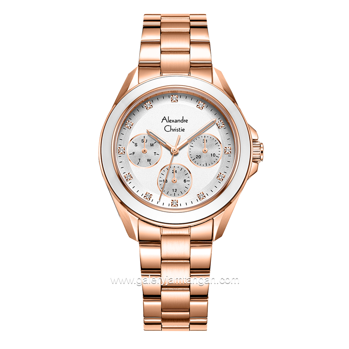 Alexandre Christie AC 2A50 BF Rosegold Dial White Stainless Steel