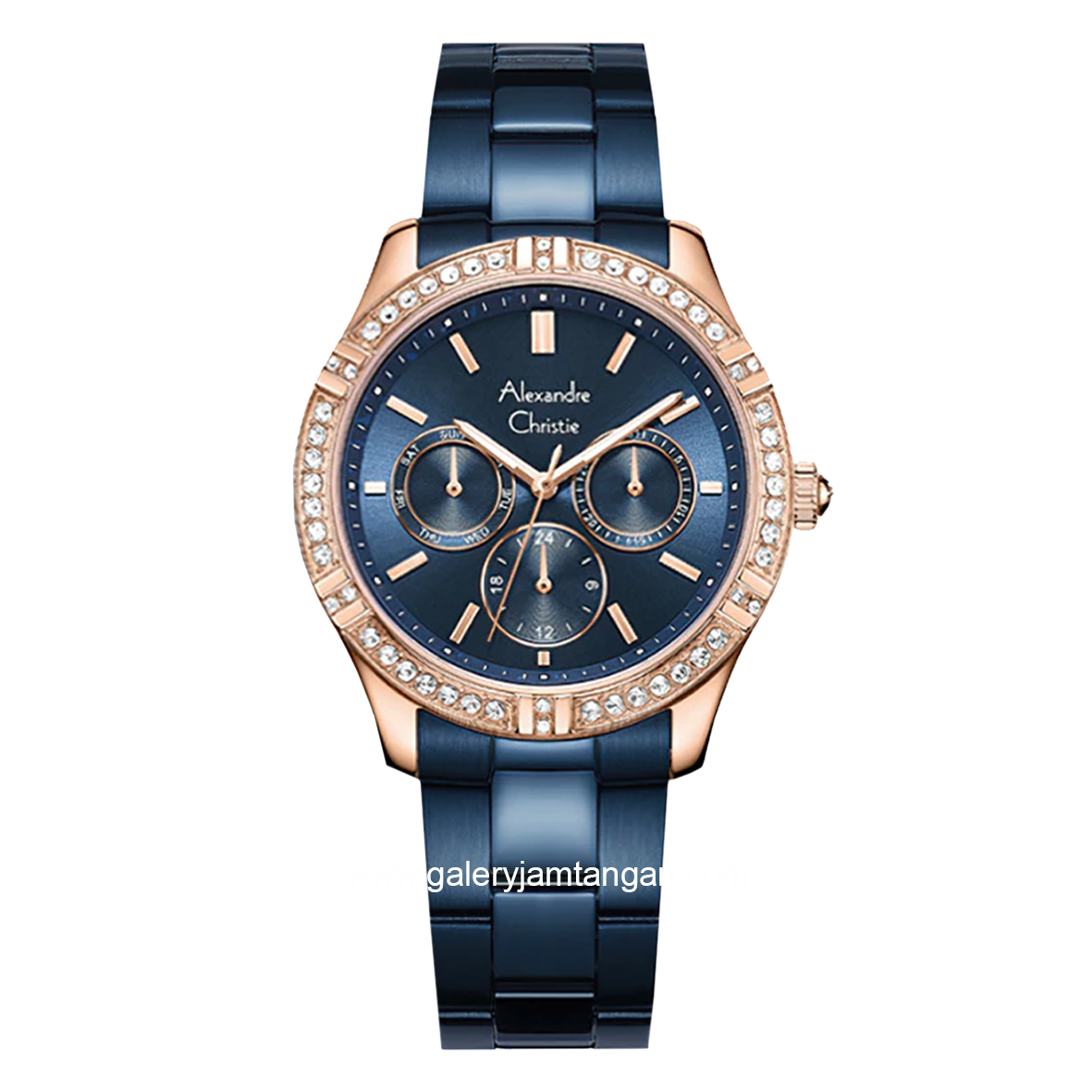 Alexandre Christie AC 2A51 BF Blue Rosegold Multifunction Stainless Steel Strap