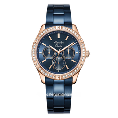 Alexandre Christie AC 2A51 BF Blue Rosegold Multifunction Stainless Steel Strap