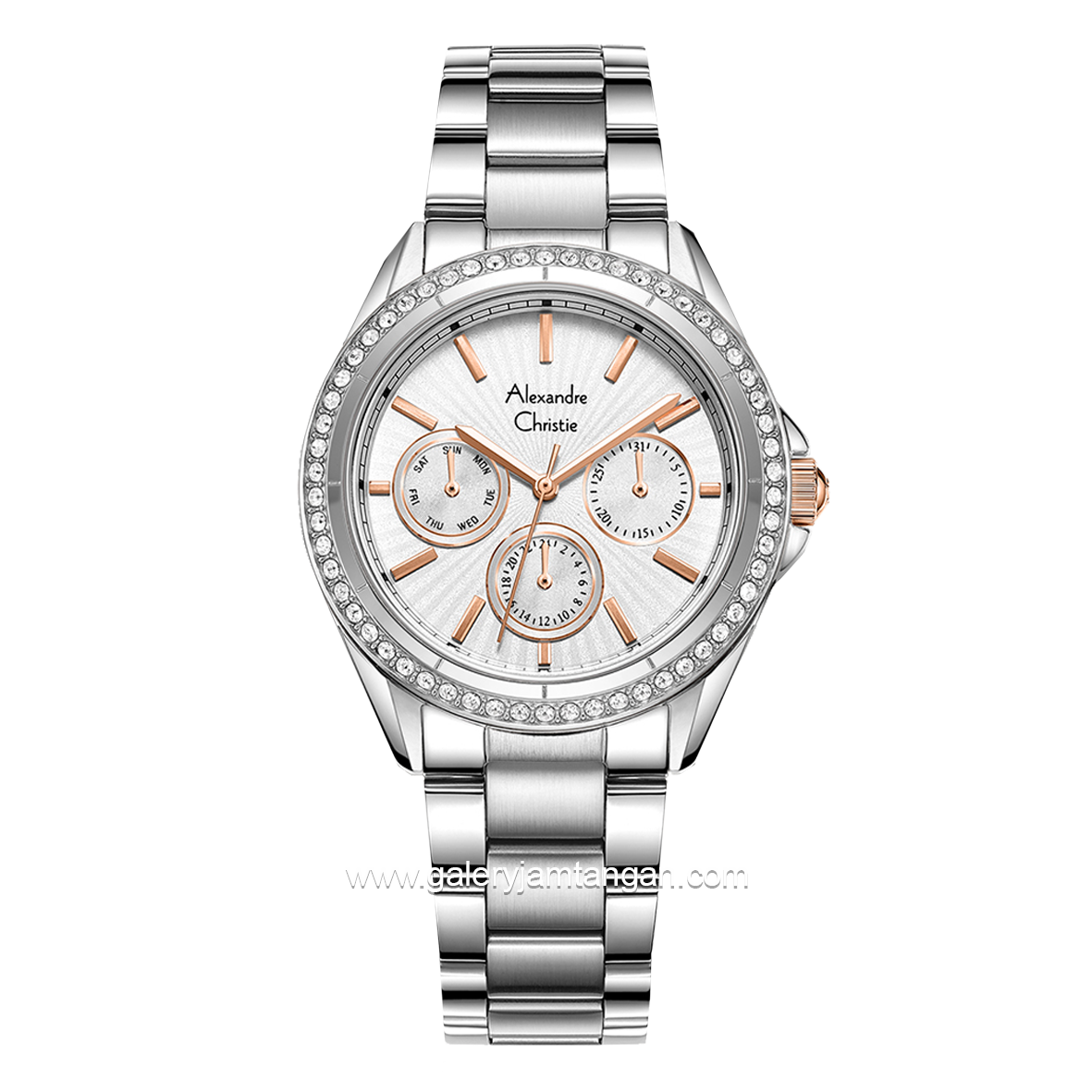 Alexandre Christie AC 2A52 BF Multifunction Silver Dial White Stainless Steel