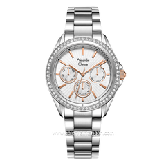 Alexandre Christie AC 2A52 BF Multifunction Silver Dial White Stainless Steel