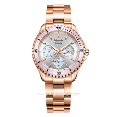 Alexandre Christie AC 2A54 Rosegold Ring Pink Multifunction Stainless Steel Strap