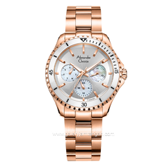 Alexandre Christie AC 2A54 Rosegold Dial Silver MOP Multifunction Stainless Steel Strap