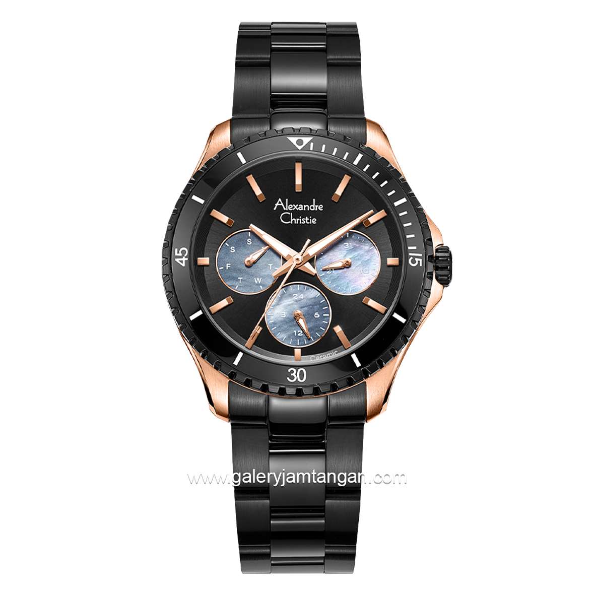 Alexandre Christie AC 2A54 Blue Rosegold Multifunction Stainless Steel Strap