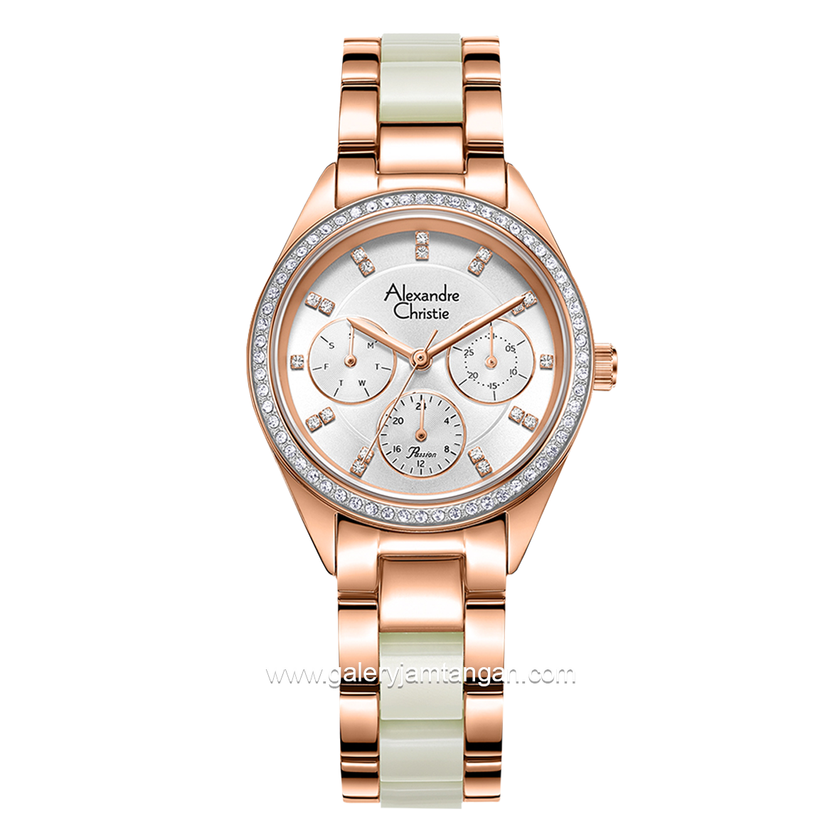 Alexandre Christie Passion AC 2A60 BF Cream Dual Tone Stainless Steel With Ceramic Strap