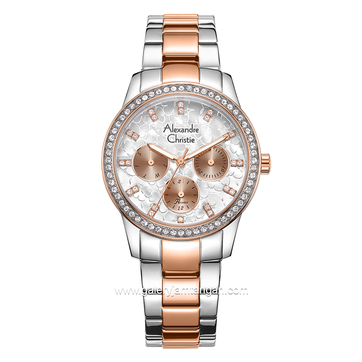 Alexandre Christie AC 2A65 BF Silver Rosegold Multifunction Stainless Steel Strap