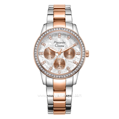 Alexandre Christie AC 2A65 BF Silver Rosegold Multifunction Stainless Steel Strap