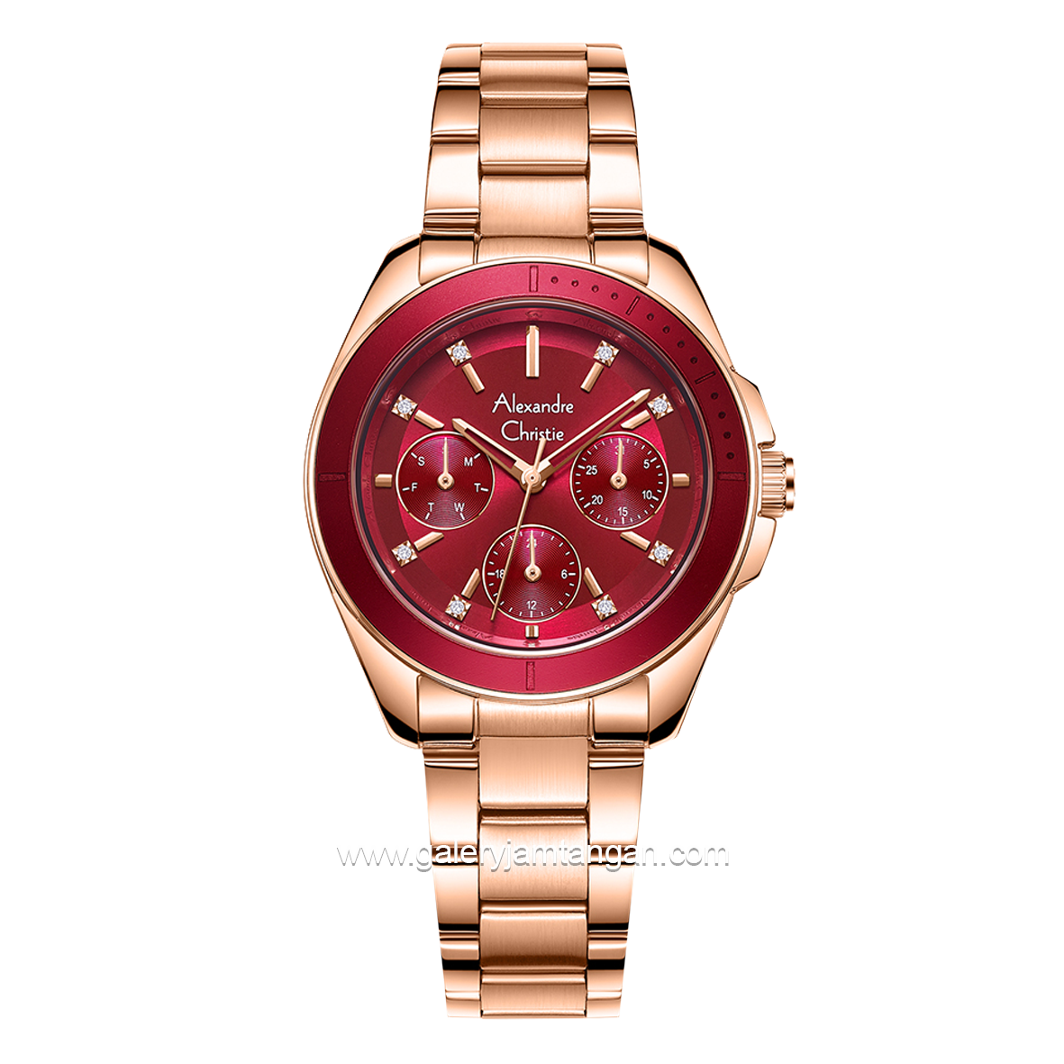 Alexandre Christie AC 2A68 BF Red Rosegold Stainless Steel