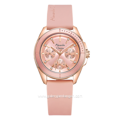 Alexandre Christie AC 2A68 BF Pink Rosegold Rubber Strap
