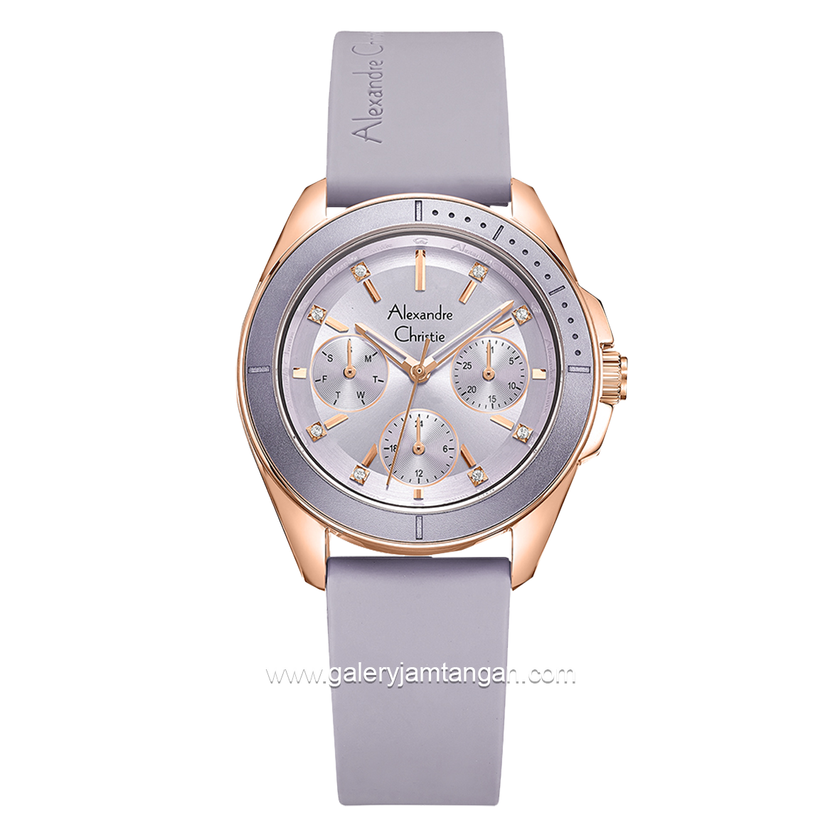 Alexandre Christie AC 2A68 BF Purple Rosegold Rubber Strap