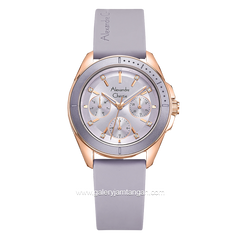 Alexandre Christie AC 2A68 BF Purple Rosegold Rubber Strap