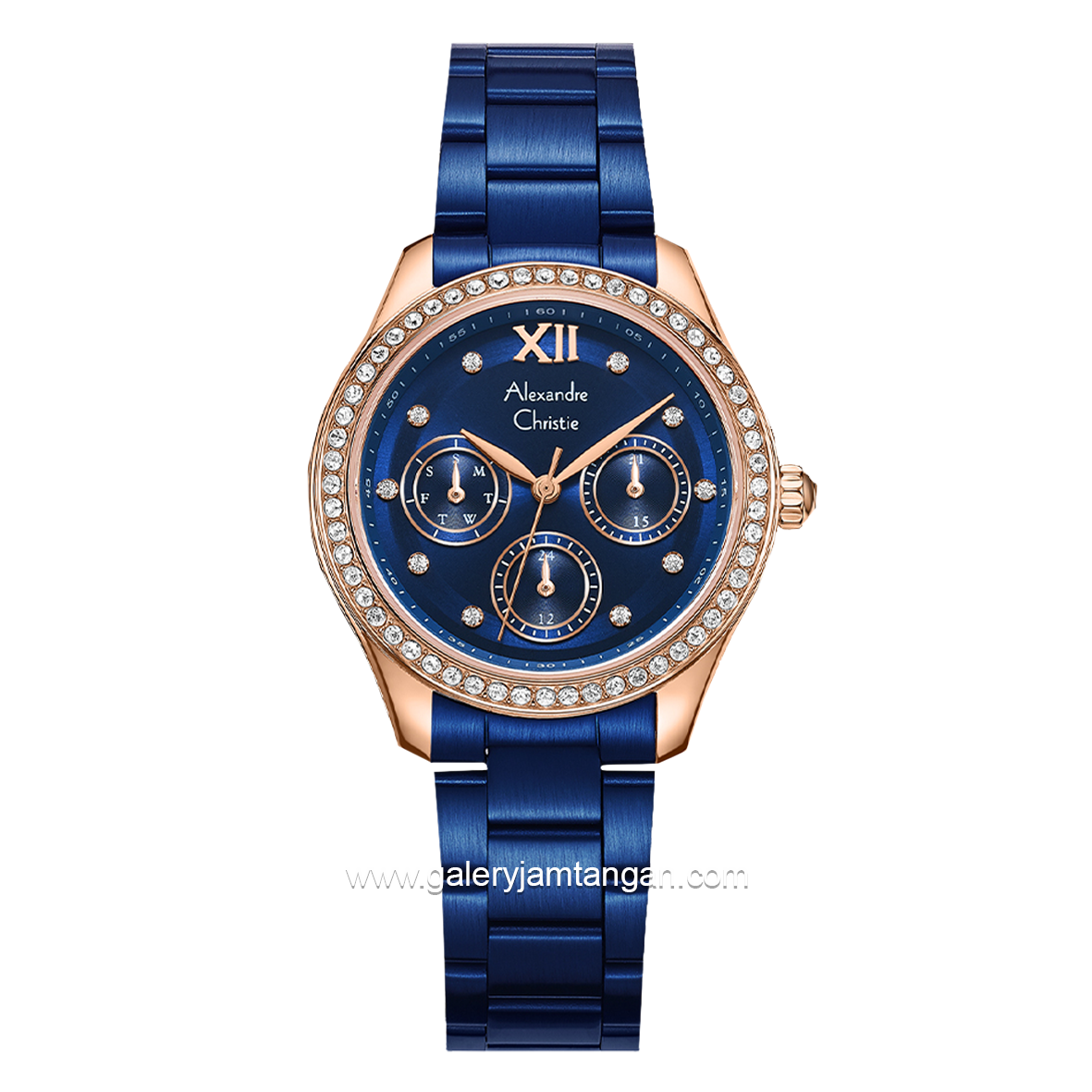 Alexandre Christie Passion AC 2A69 BF Blue Rosegold Multifunction Stainless Steel Strap