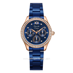 Alexandre Christie Passion AC 2A69 BF Blue Rosegold Multifunction Stainless Steel Strap