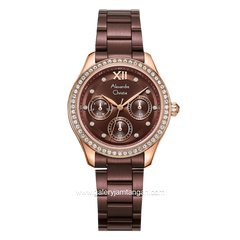 Alexandre Christie Passion AC 2A69 BF Brown Rosegold Multifunction Stainless Steel Strap
