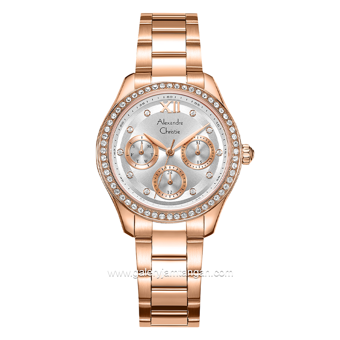 Alexandre Christie Passion AC 2A69 BF Rosegold Dial White Stainless Steel Strap