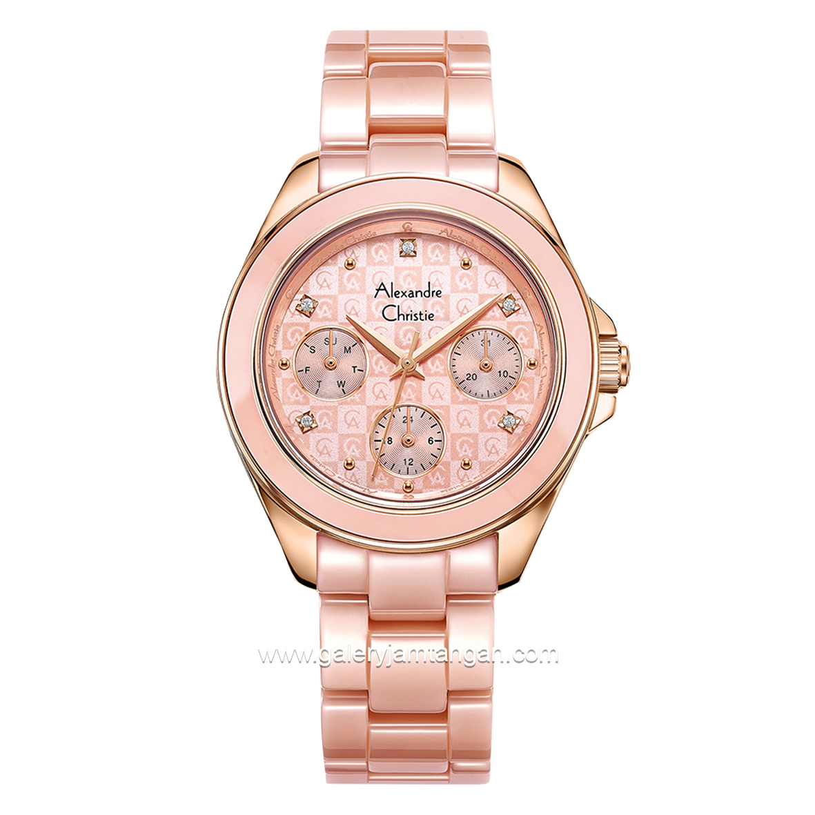 Alexandre Christie AC 2A70 BF Pink Rosegold Multifunction Stainless Steel With Ceramic Strap