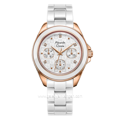 Alexandre Christie AC 2A70 BF White Rosegold Multifunction Stainless Steel With Ceramic Strap