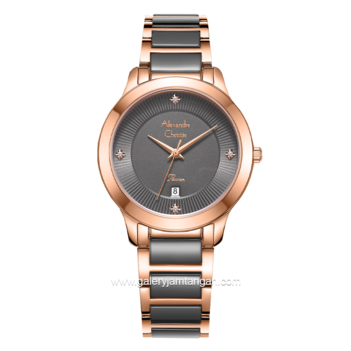 Alexandre Christie Passion AC 2A71 LD Brown Rosegold  Dual Tone Stainless Steel Strap
