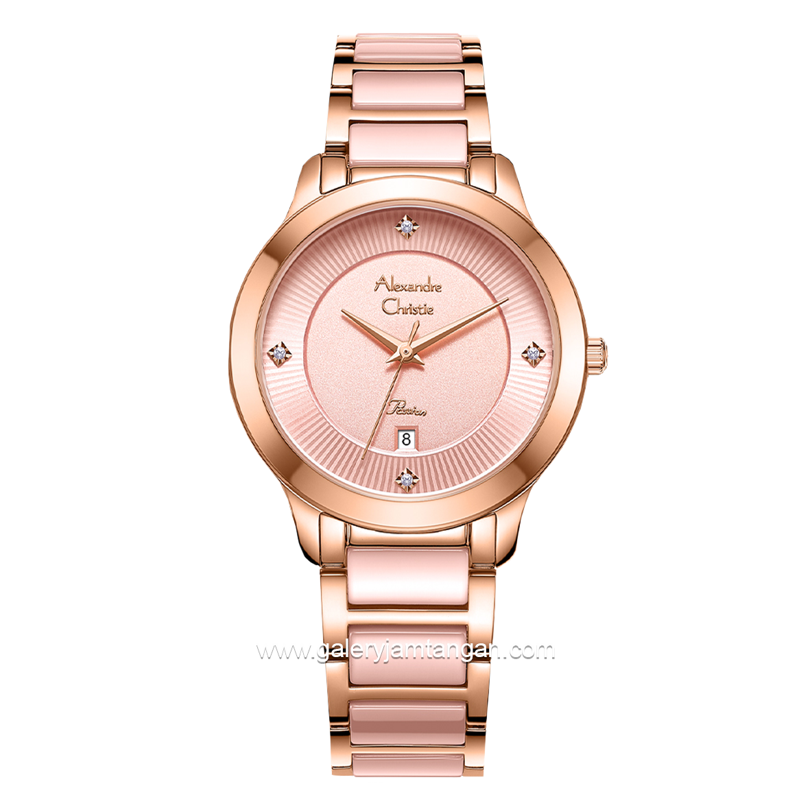 Alexandre Christie Passion AC 2A71 LD Pink Rosegold  Dual Tone Stainless Steel Strap