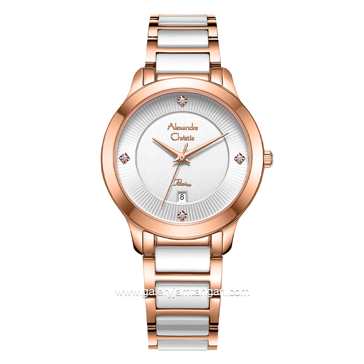 Alexandre Christie Passion AC 2A71 LD White Rosegold  Dual Tone Stainless Steel Strap