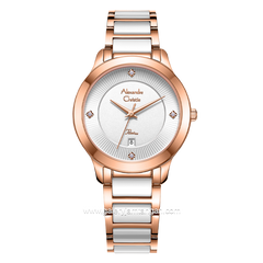 Alexandre Christie Passion AC 2A71 LD White Rosegold  Dual Tone Stainless Steel Strap
