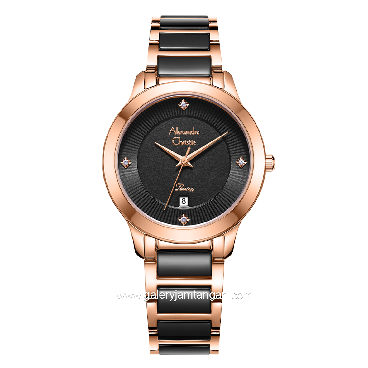 Alexandre Christie Passion AC 2A71 LD Black Rosegold  Dual Tone Stainless Steel Strap