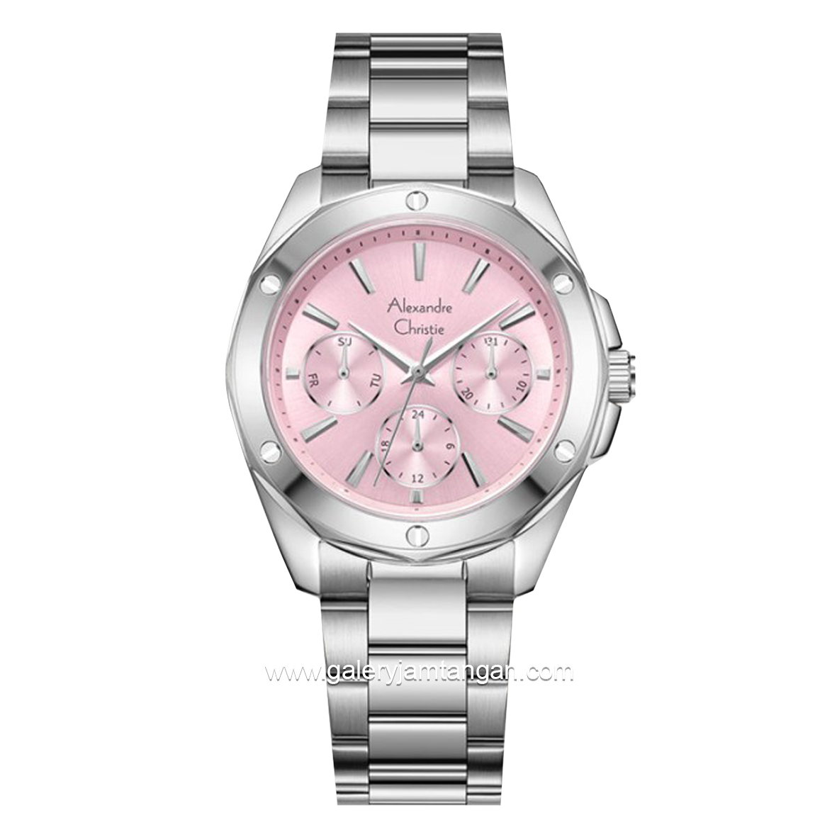 Alexandre Christie AC 2A72 BF Silver Dial Pink Multifunction Stainless Steel