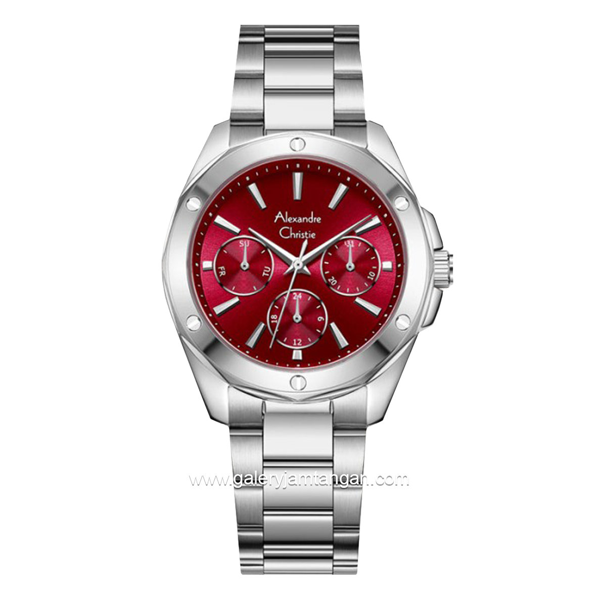 Alexandre Christie AC 2A72 BF Silver Dial Red Multifunction Stainless Steel