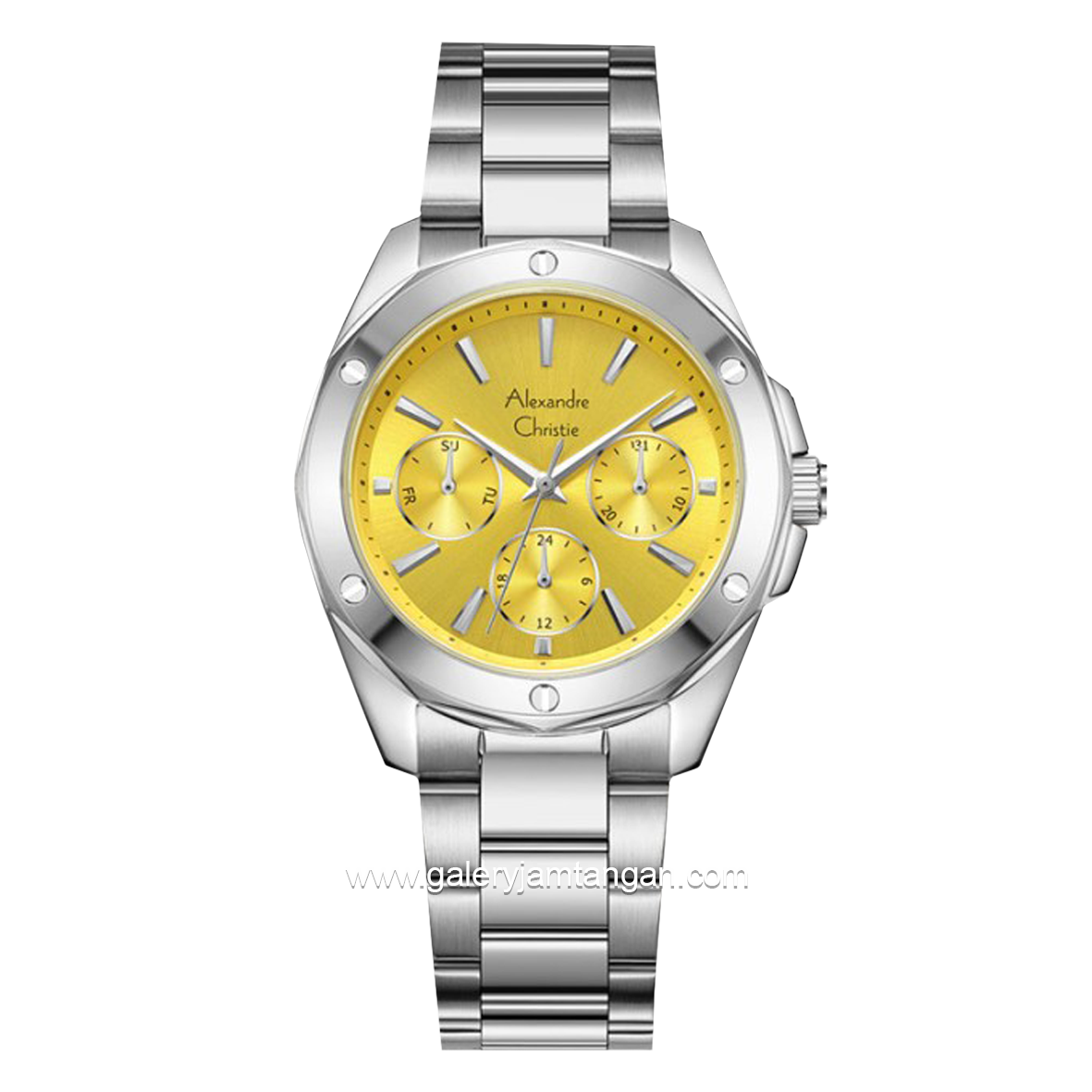 Alexandre Christie AC 2A72 BF Silver Dial Yellow Multifunction Stainless Steel