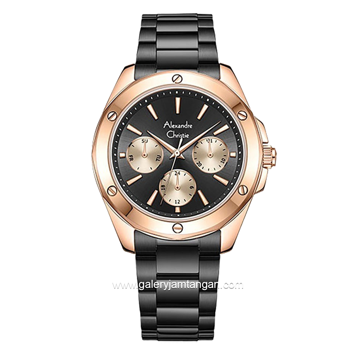 Alexandre Christie AC 2A72 BF Black Rosegold Multifunction Stainless Steel