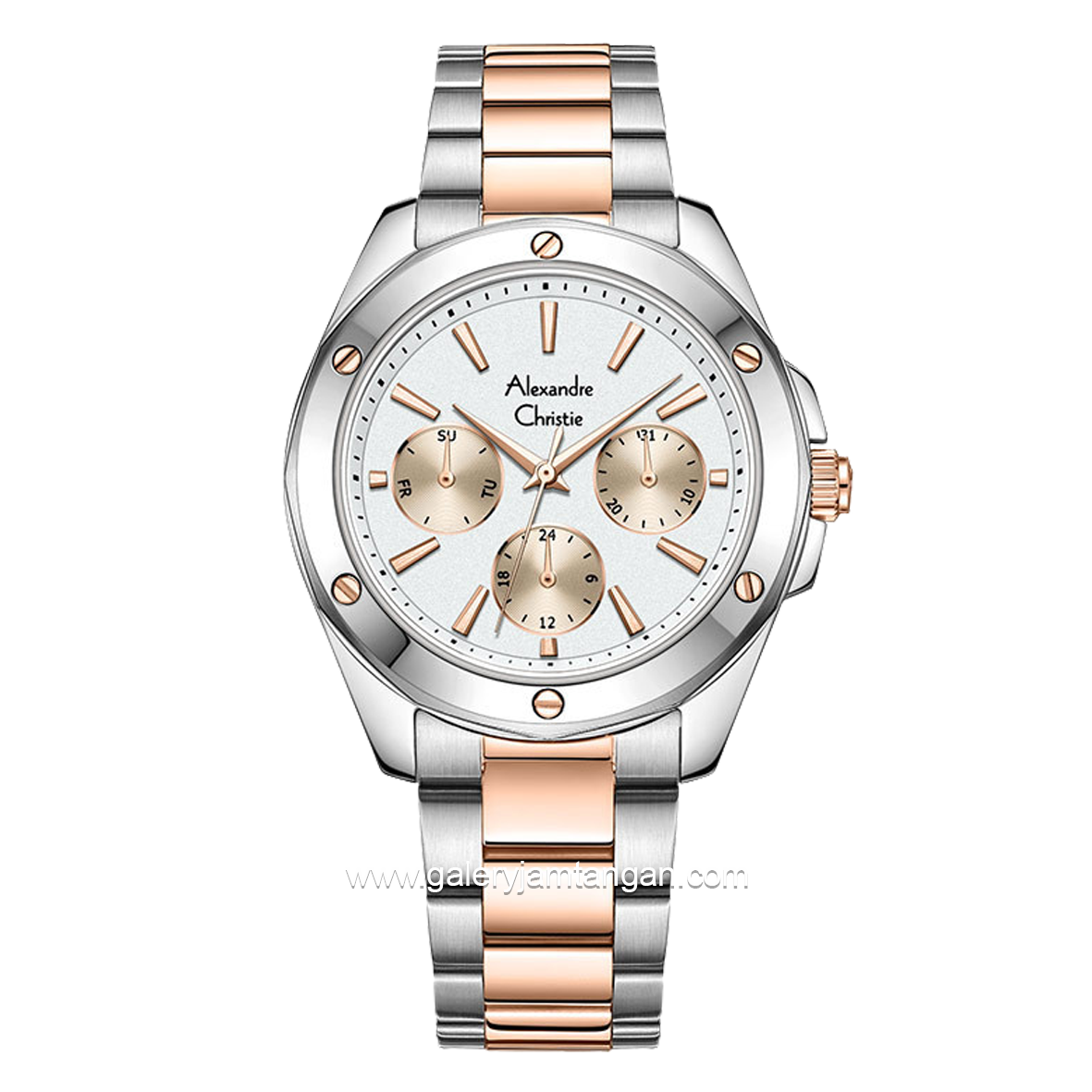 Alexandre Christie AC 2A72 BF Silver Rosegold Multifunction Stainless Steel