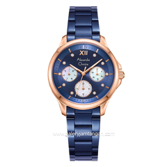 Alexandre Christie AC 2A73 BF Blue Rosegold Multifunction Stainless Steel Strap