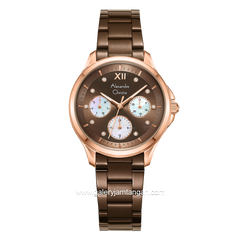 Alexandre Christie AC 2A73 BF Brown Rosegold Multifunction Stainless Steel Strap