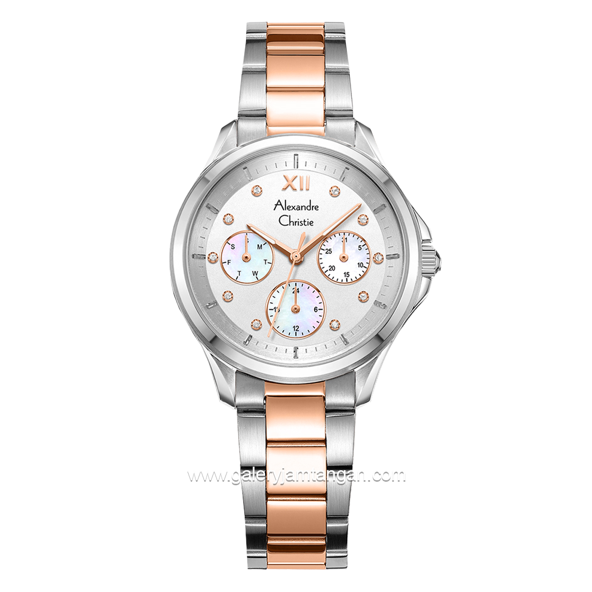 Alexandre Christie AC 2A73 BF Silver Combinasi Rosegold Multifunction Stainless Steel Strap