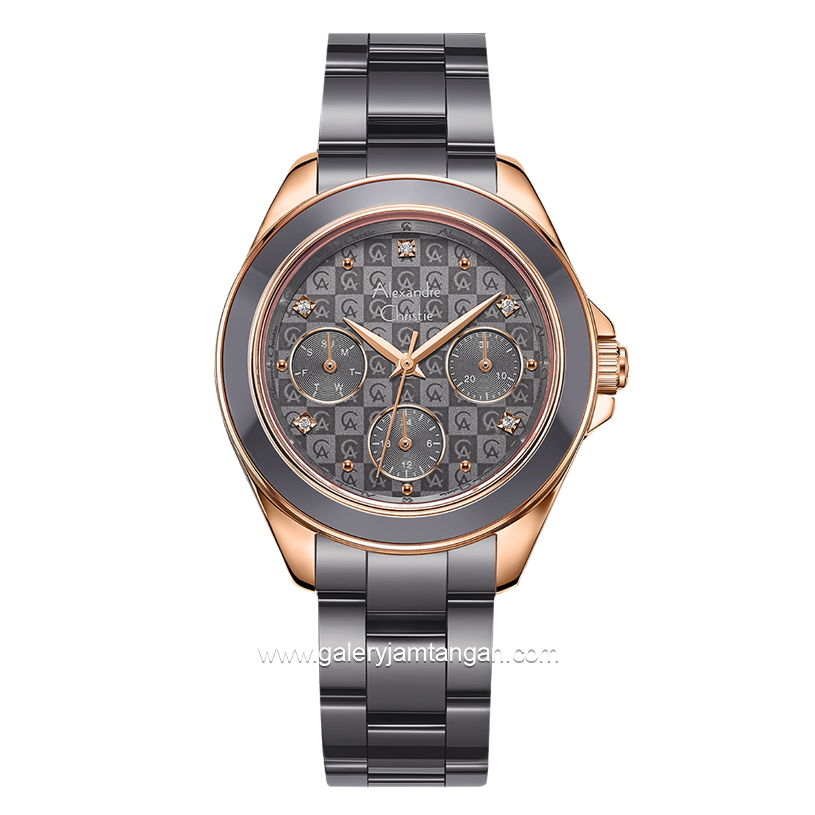 Alexandre Christie AC 2A70 BF Brown Rosegold Multifunction Stainless Steel With Ceramic Strap