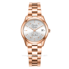 Alexandre Christie Primo Passion AC 2A75 LD Rosegold Dial White Stainless Steel Strap