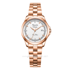 Alexandre Christie Primo Passion AC 2A76 LD Rosegold Dial White Stainless Steel Strap