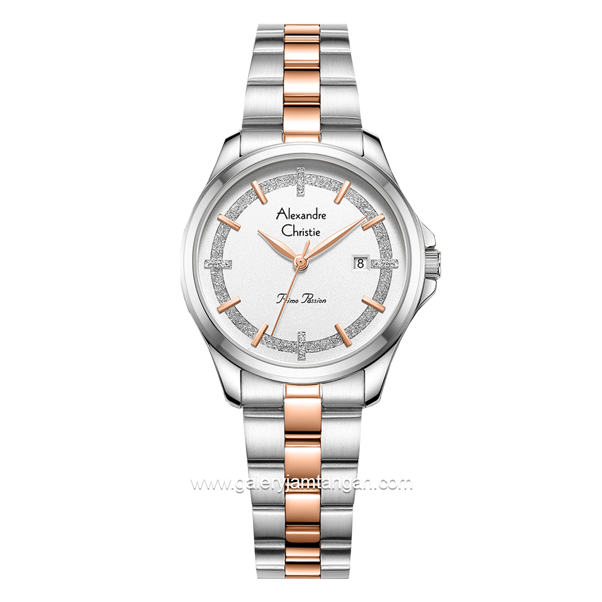 Alexandre Christie Primo Passion AC 2A76 LD Silver Combinari Rosegold Stainless Steel Strap