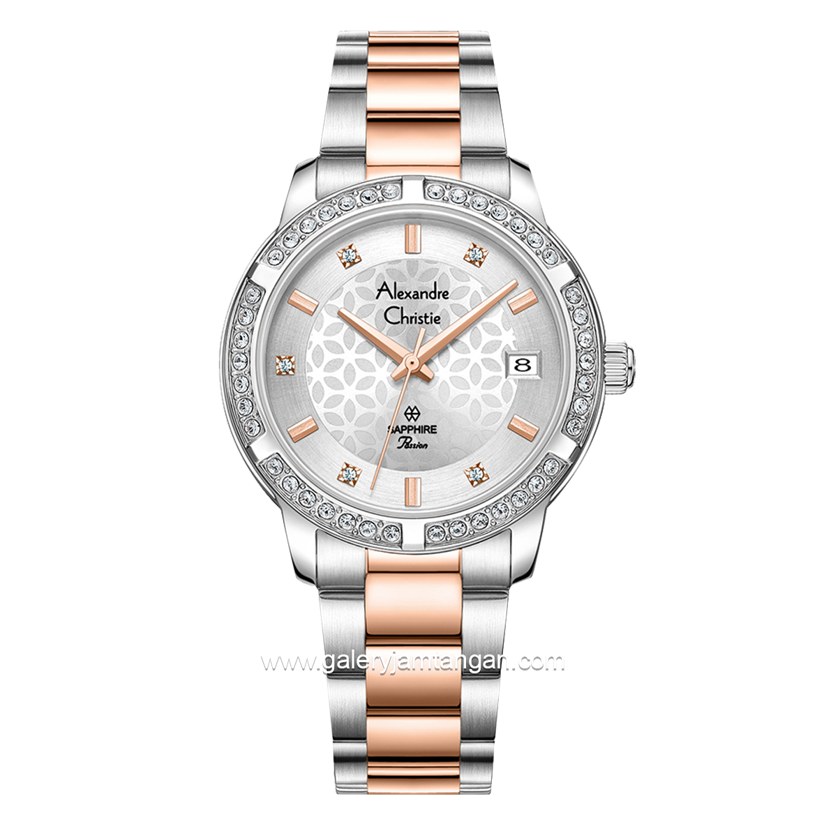Alexandre Christie Passion AC 2A80 LD Sapphire Crystal Silver Rosegold Stainless Steel Strap