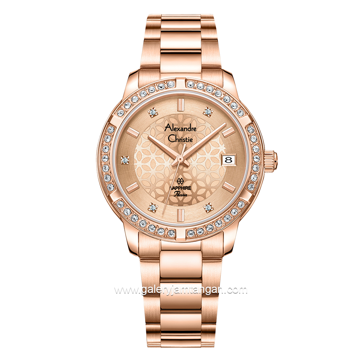 Alexandre Christie Passion AC 2A80 LD Sapphire Crystal Rosegold Stainless Steel Strap