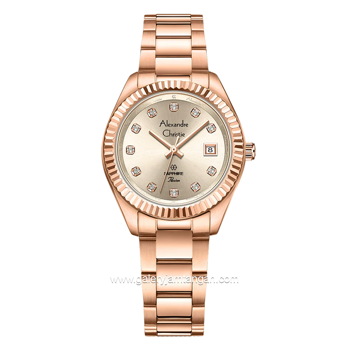 Alexandre Christie Passion AC 2A83 LD Sapphire Crystal Rosegold   Stainless Steel Strap