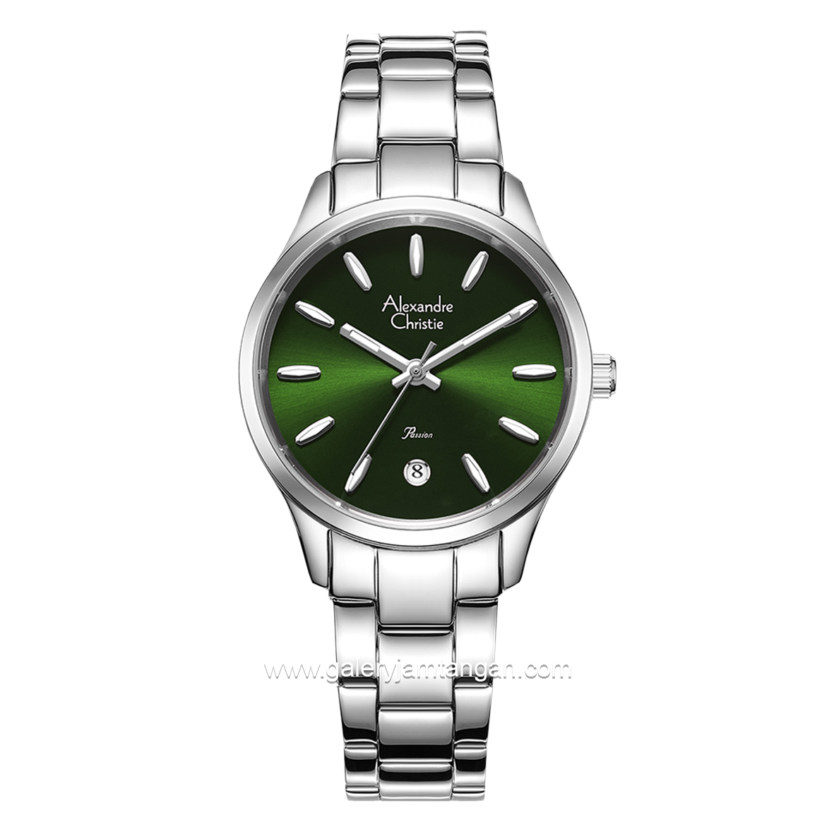 Alexandre Christie Passion AC 2A84 LD Silver Dial Green Multifunction Stainless Steel