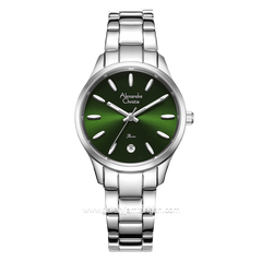 Alexandre Christie Passion AC 2A84 LD Silver Dial Green Multifunction Stainless Steel